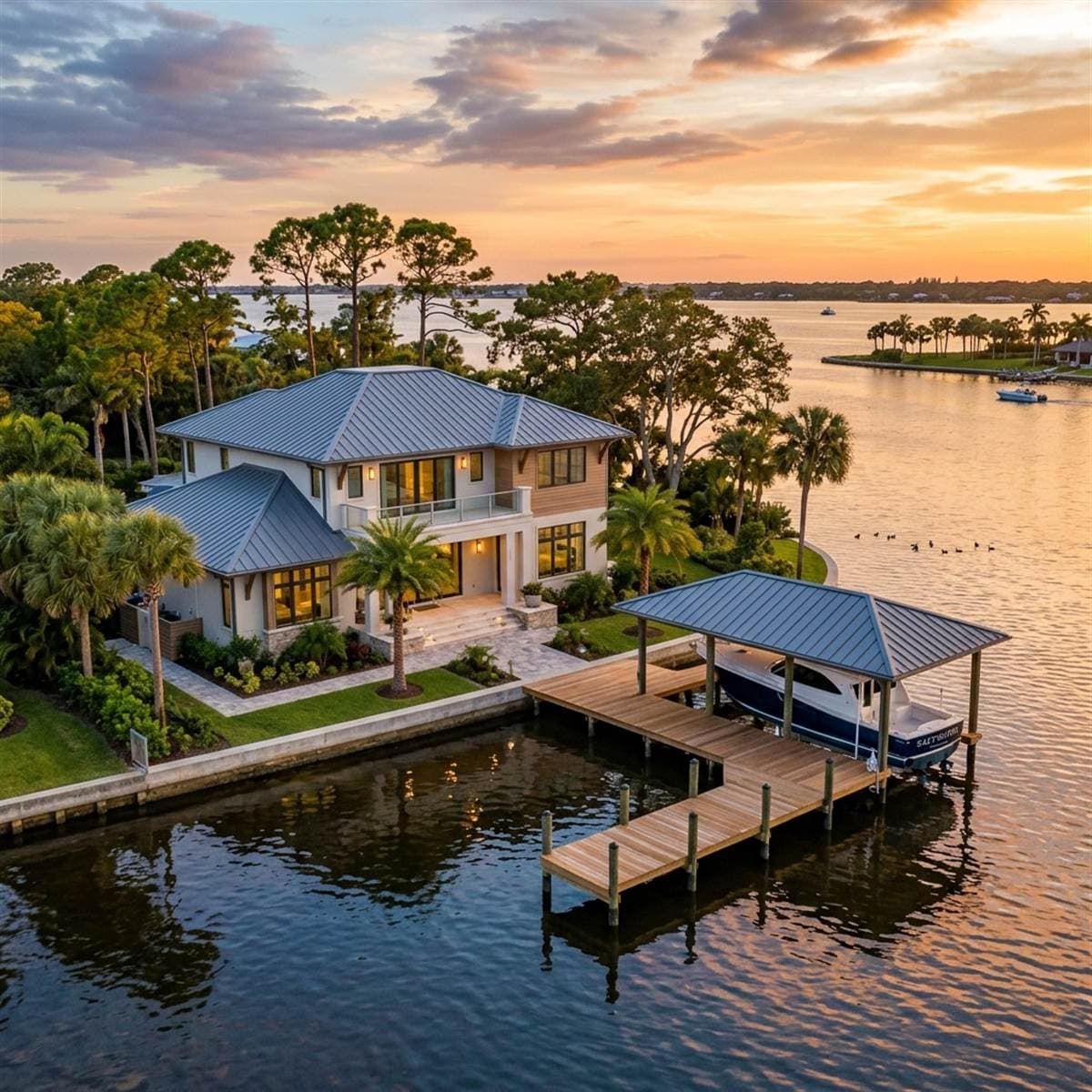 Scenic St. Lucie County residential community featuring high-wind standing seam metal and tile roofing
