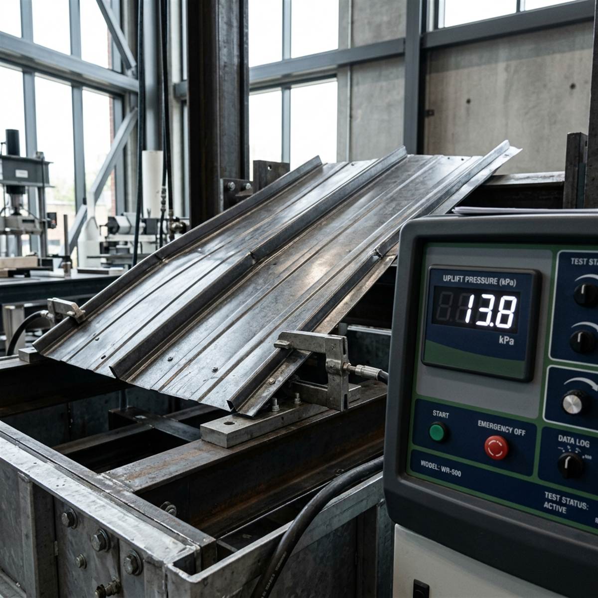 Metal roofing construction complying with TAS 125 wind uplift ratings standard